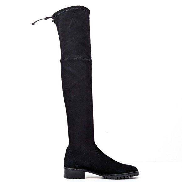 Stuart Weitzman Women City Lug Back Lace Black Suede OTK fashion Boots size 8 - Picture 3 of 9